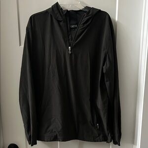 Linksoul performance stretch hooded jacket sz L large Grey quarter zip